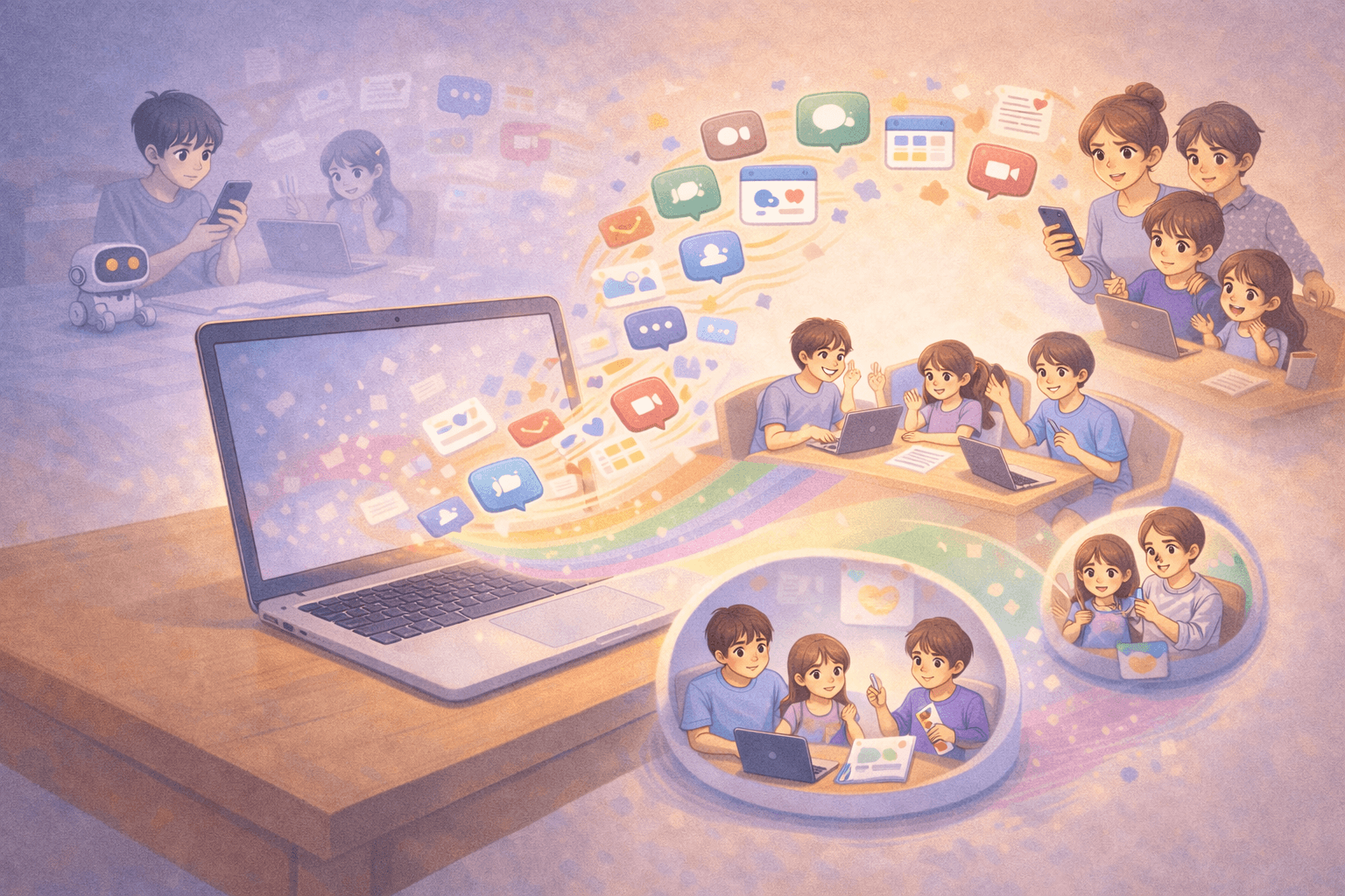 Kids collaborating together on Koolab